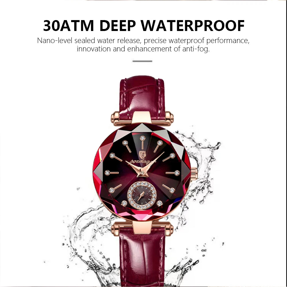 POEDAGAR Women Leather Quartz Watch