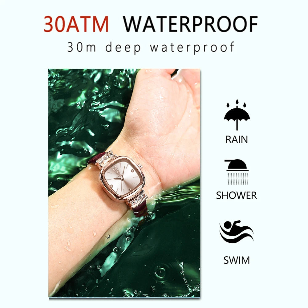 POEDAGAR Women Leather Quartz Watch