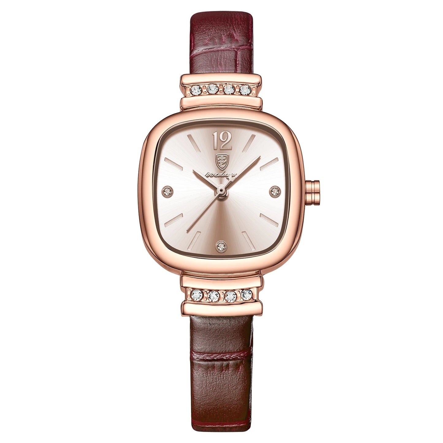 POEDAGAR Women Watches Fashion Square Diamond Leather Quartz Watch