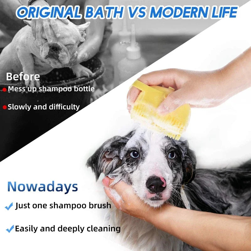 Pet Dog Shampoo Brush - Soft Silicone Grooming Scrubber 80ml