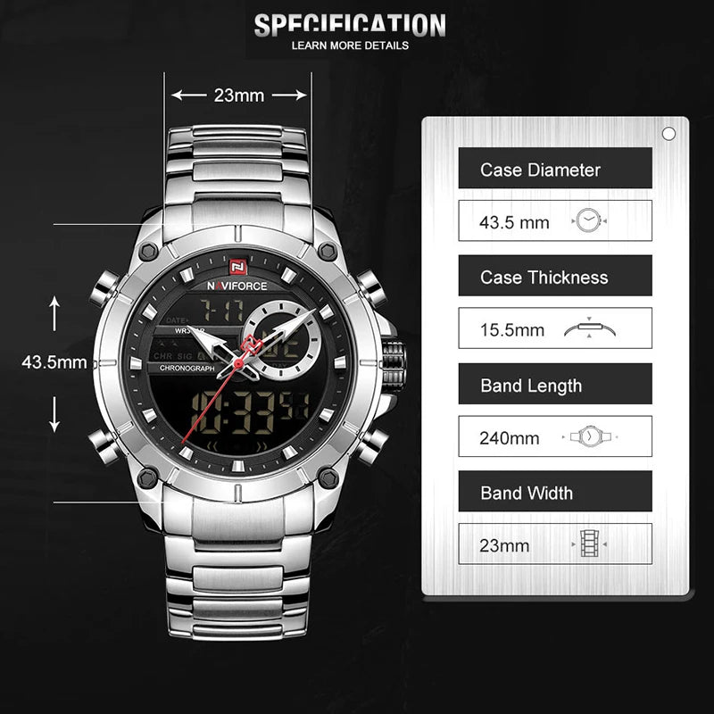 Men Watches Fashion Quartz Watch Men's Military Chronograph Sports Wristwatch Watch