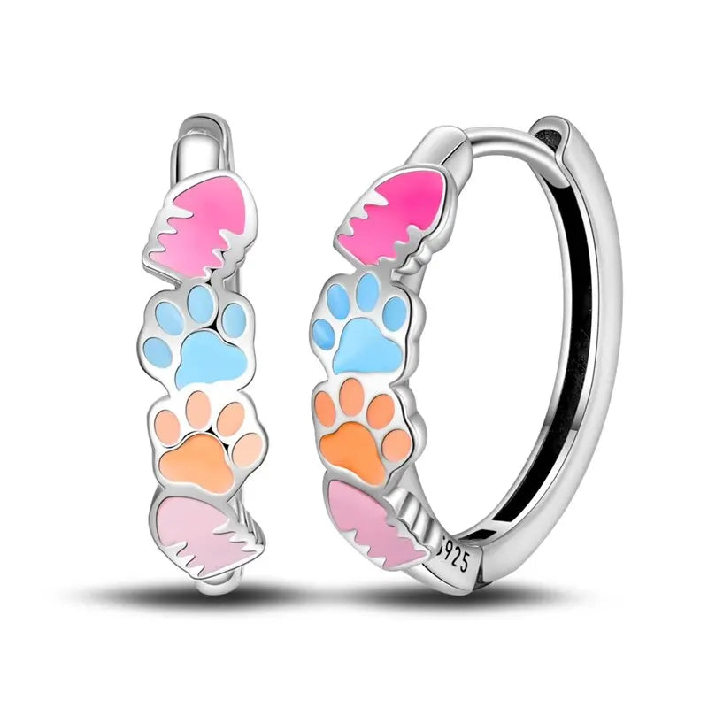 Silver Kitty Dog Paw And Fish Earrings Set Earrings For Women Engagement Wedding Party Silver Jewelry