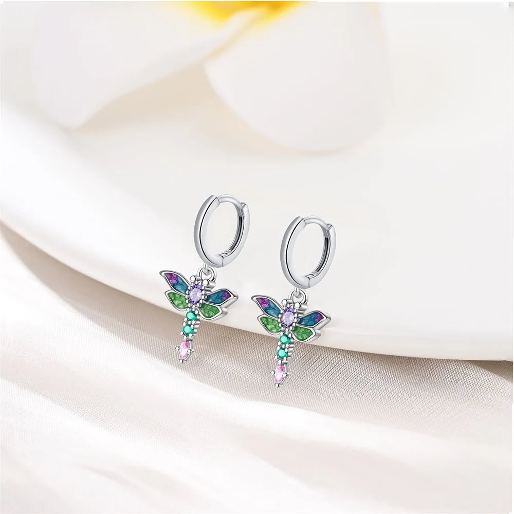 Silver Animal Series Hoop Earrings Inlaid Zircon For Women Fashion Engagement Party Simple Fine Jewelry Gifts