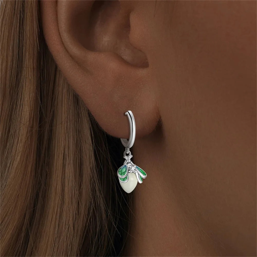 Silver Animal Series Hoop Earrings Inlaid Zircon For Women Fashion Engagement Party Simple Fine Jewelry Gifts