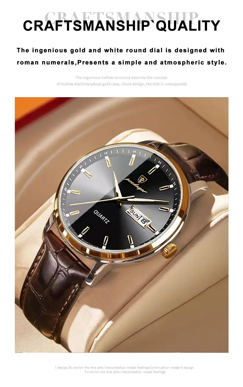 POEDAGAR Men Watch Business Quartz Watches Fashion Leather Waterproof Luminous Week Date Top Brand Luxury Men's Wristwatch Gift