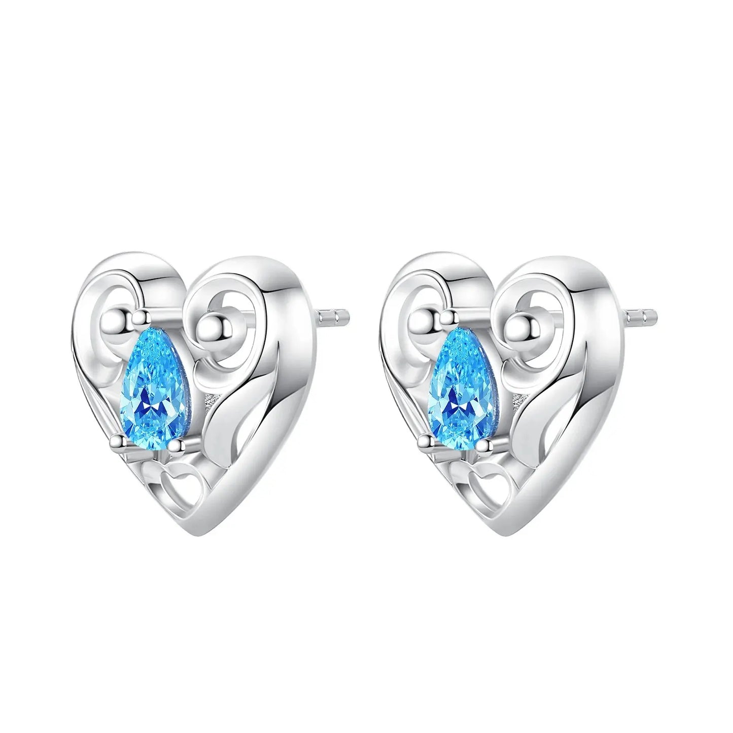 Silver Ear Jewelry heart-shaped Inlaid with Zircon Stud Earrings Luxury Fine Trendy Female Birthday Gift