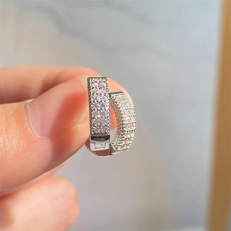 Luxury Cubic Zirconia Gold Color Zircon Hoop Earrings For Women Luxury Circle Crystal Girls Party Jewelry