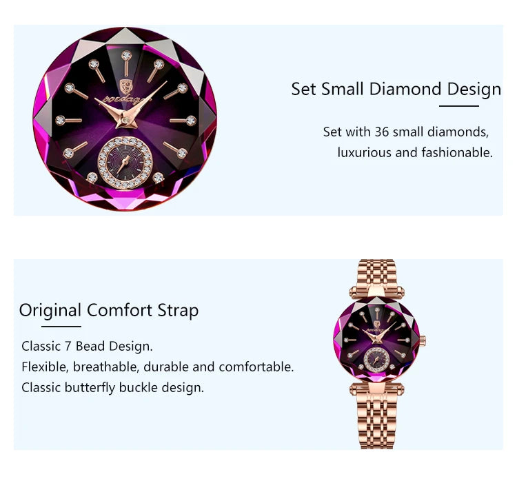 POEDAGAR Luxury Women Watch Top Brand Fashion Waterproof Stainless Steel Diamond Ladies Quartz Wristwatch Montre Femme Beautiful