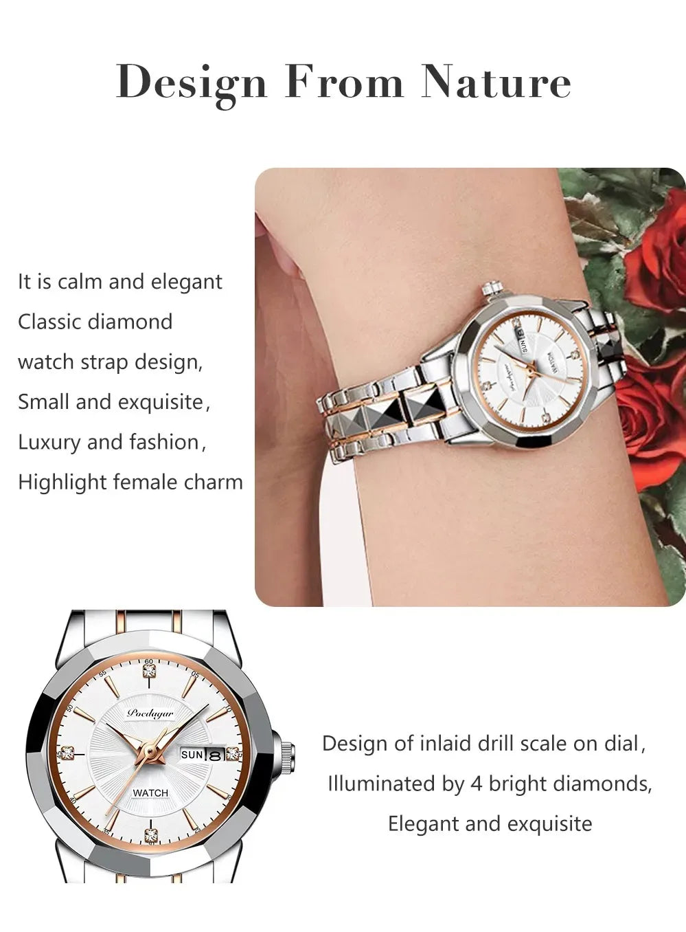 POEDAGAR Exquisite Minimalist Women Watch Luxury Fashion Stain Steel Ladies Waterproof Quartz Wristwatch Rose Gold Female Clock