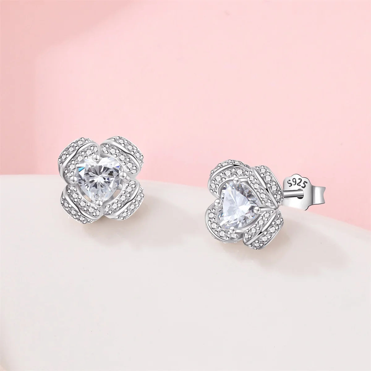 Silver Ocean Series Heart-shaped Inlaid Zircon Earrings For Women Original Fashion Party Gift fine Jewelry