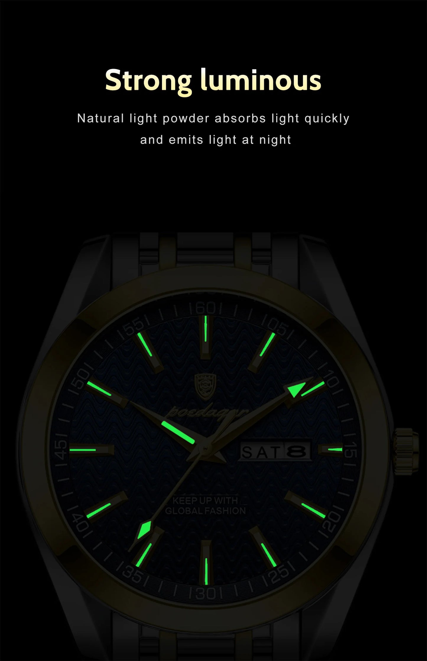 POEDAGAR Luxury Business Man Watch for Men Waterproof Luminous Stainless Steel Date Week Men's Quartz Watches High Quality Reloj