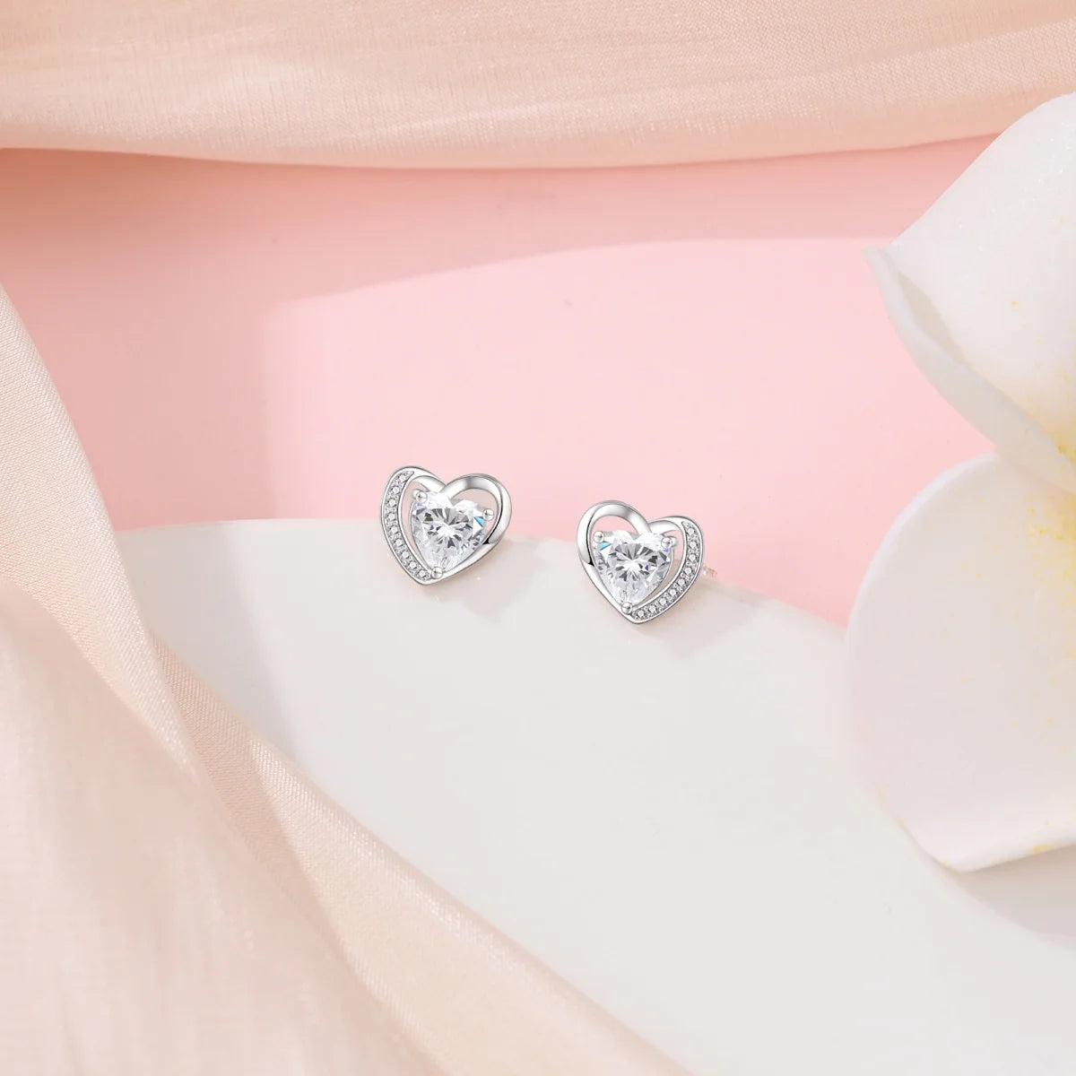 Silver Ocean Series Heart-shaped Inlaid Zircon Earrings For Women Original Fashion Party Gift fine Jewelry