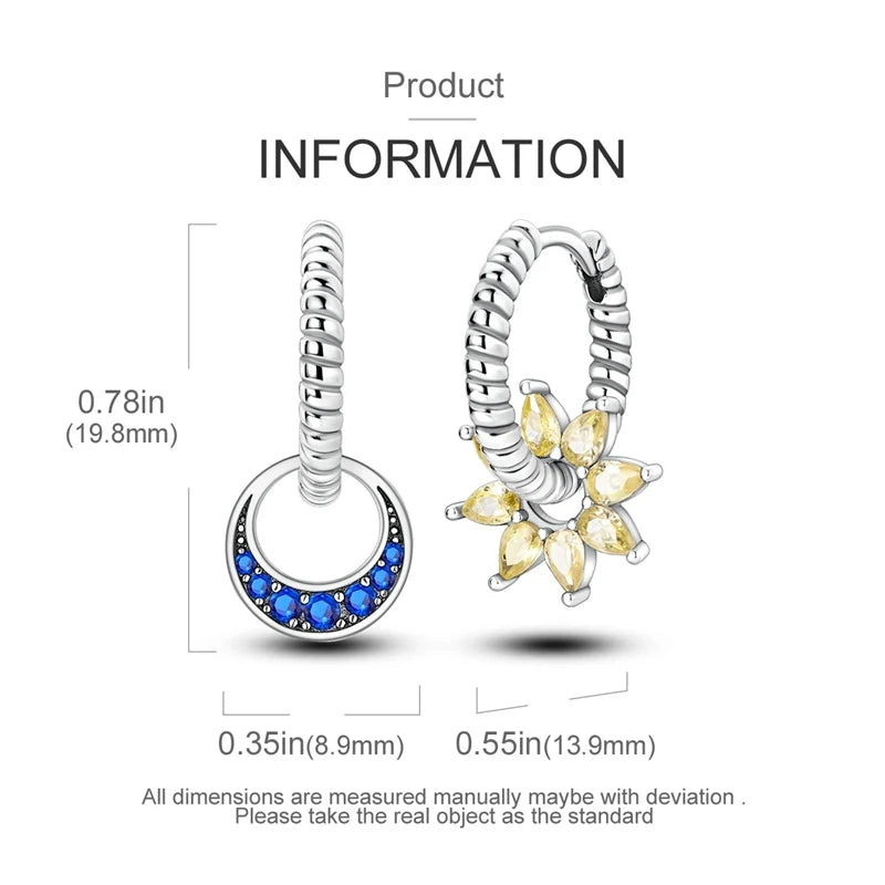 Silver Hope Rainbow Flower Earrings For Women Sparkling Colored Zircon Star Koi Earrings Fashion Party Jewelry