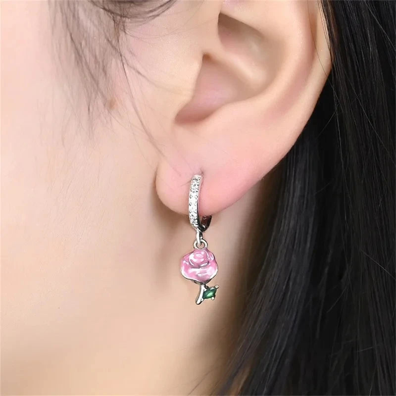 Silver Chameleon Dragonfly Butterfly Earrings Golden Koi Ladybug Earrings For Women Fashion S925 Party Jewelry