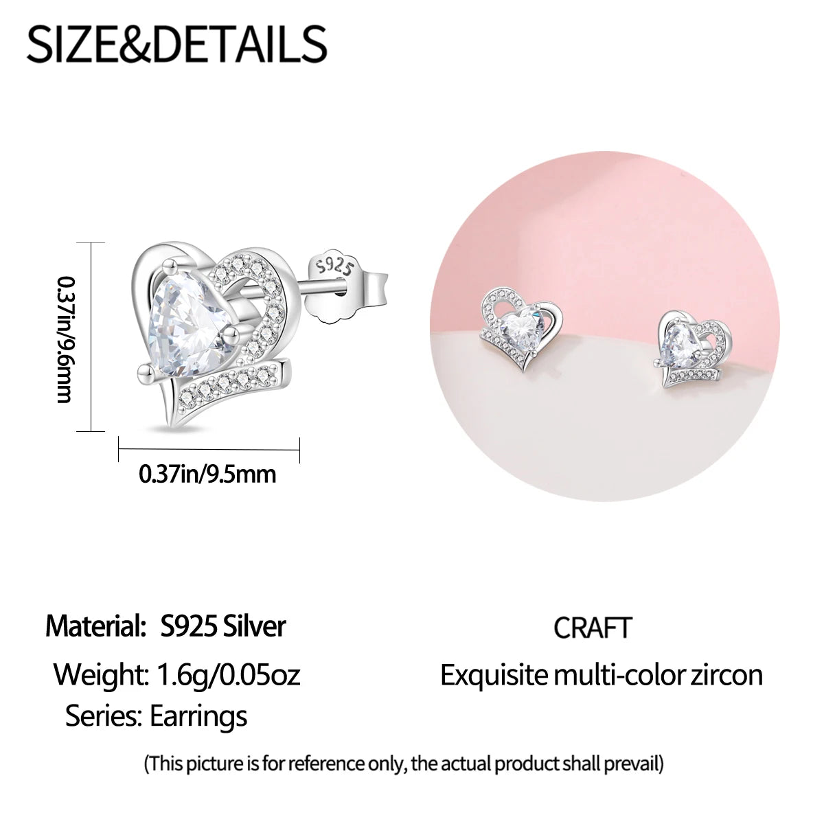 Silver Ocean Series Heart-shaped Inlaid Zircon Earrings For Women Original Fashion Party Gift fine Jewelry