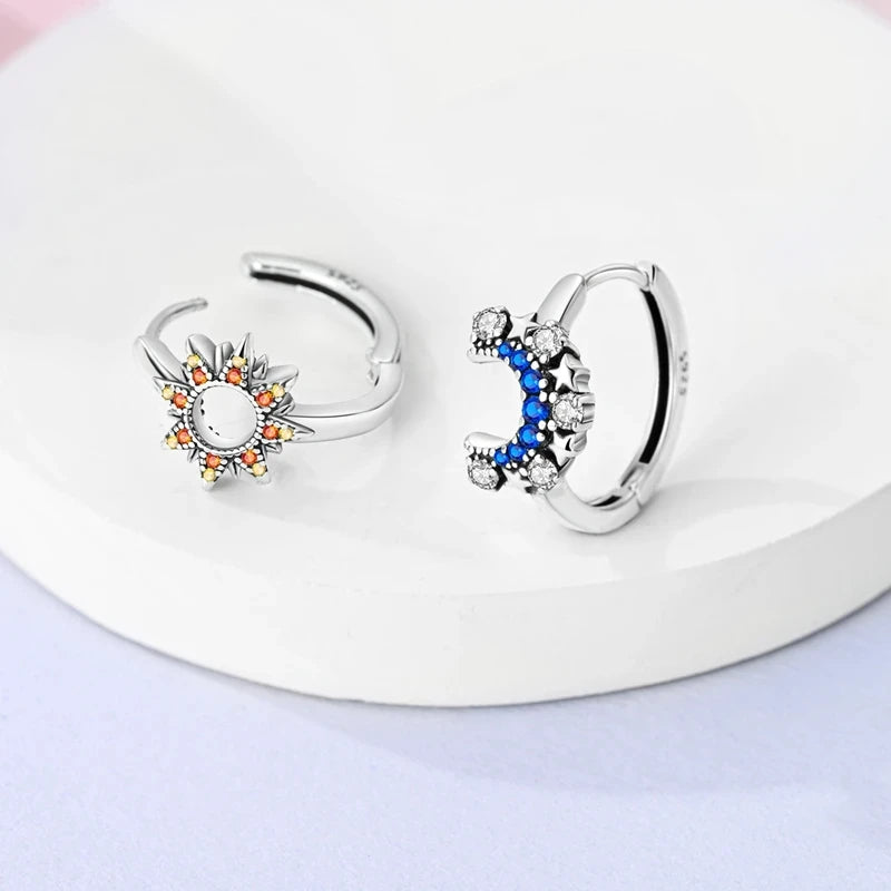 Silver Hope Rainbow Flower Earrings For Women Sparkling Colored Zircon Star Koi Earrings Fashion Party Jewelry