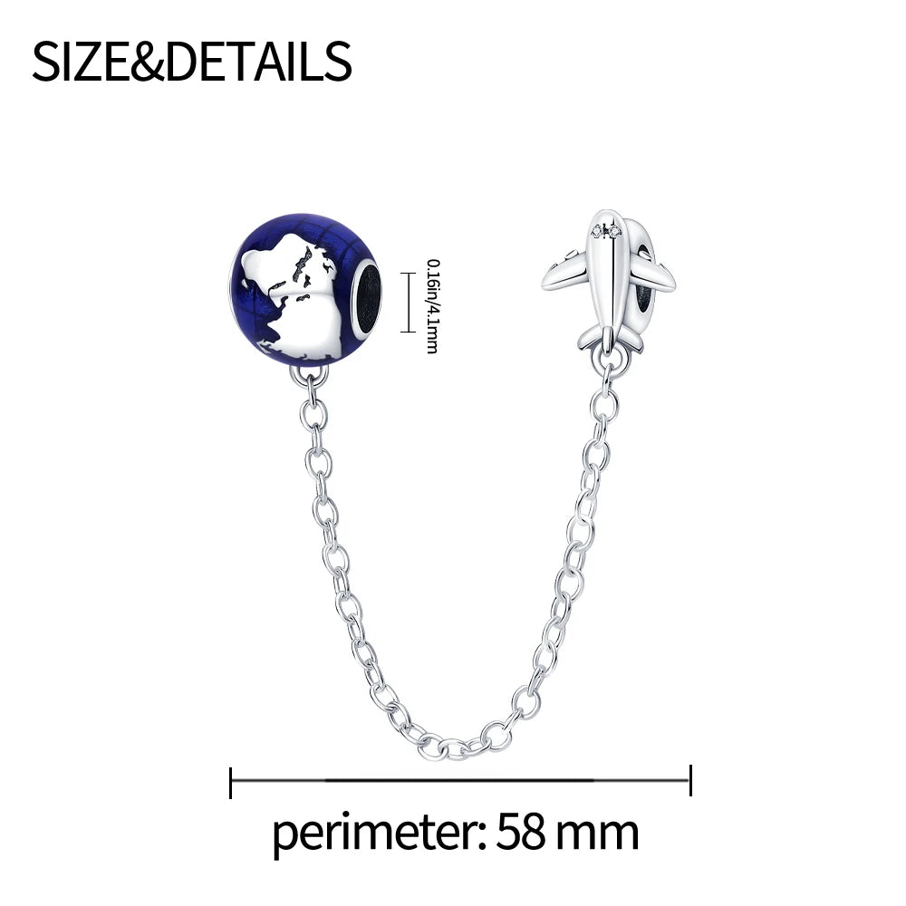 925 Sterling Silver Safety Chain Charm Fits Bracelets Women Jewellery Gift