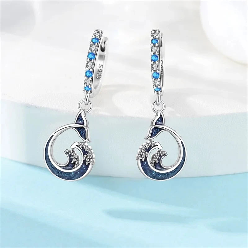 Fashion Luminous Firefly Earrings Silver Purple Butterfly Wave Fishtail Pendant Earrings Fine Party Jewry Gifts