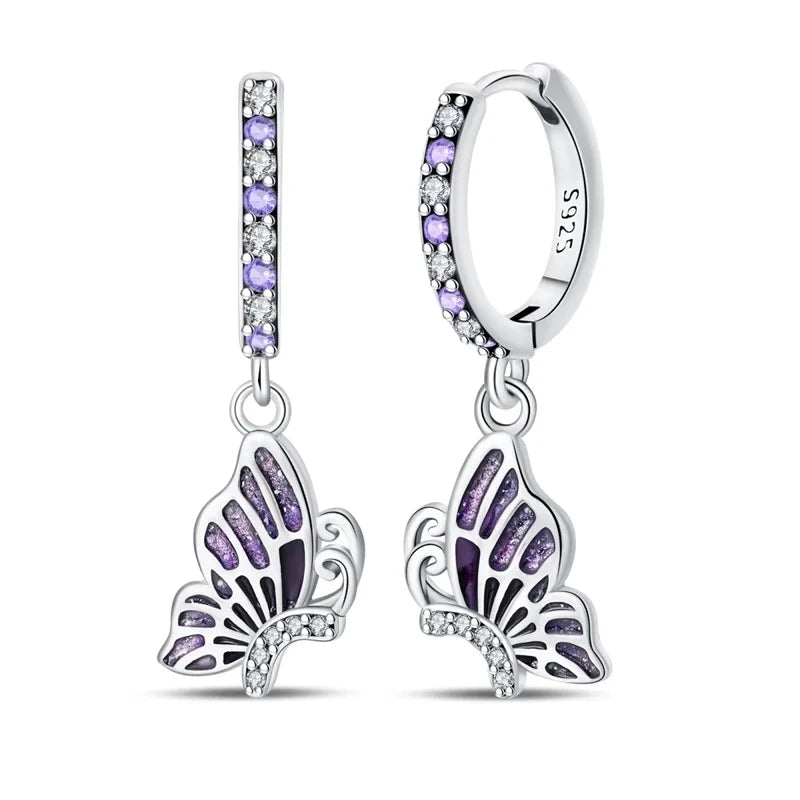 Fashion Luminous Firefly Earrings Silver Purple Butterfly Wave Fishtail Pendant Earrings Fine Party Jewry Gifts