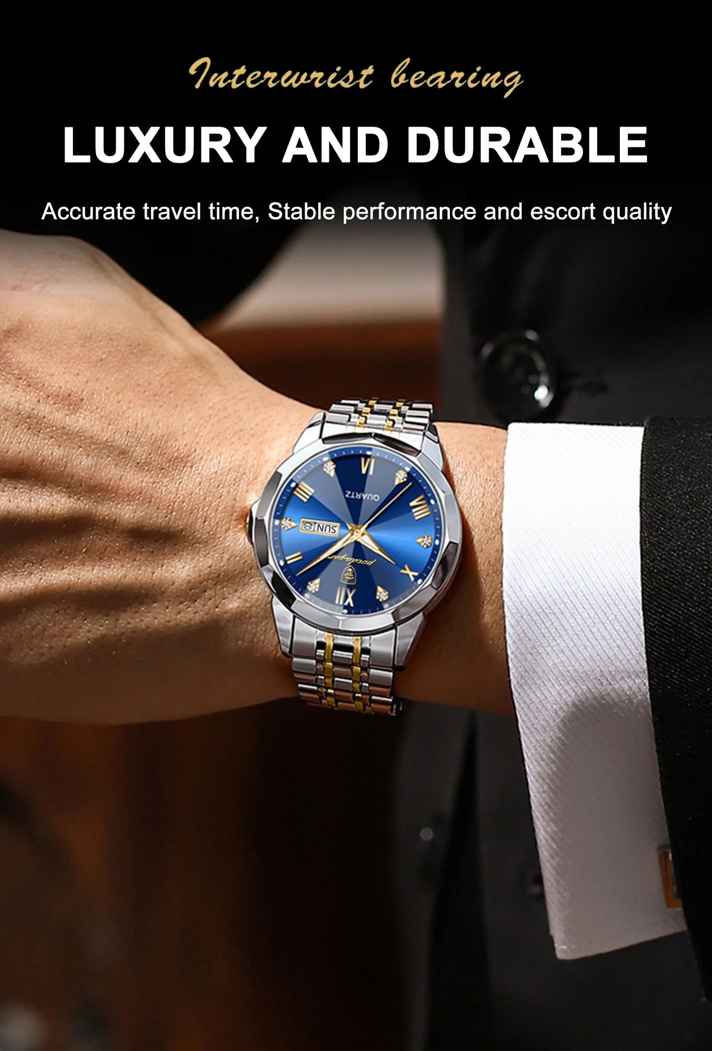 POEDAGAR Luxury Men Wristwatch Business Waterproof Luminous Date Week Man Watch Stainless Steel Band Men's Quartz Watches Sports