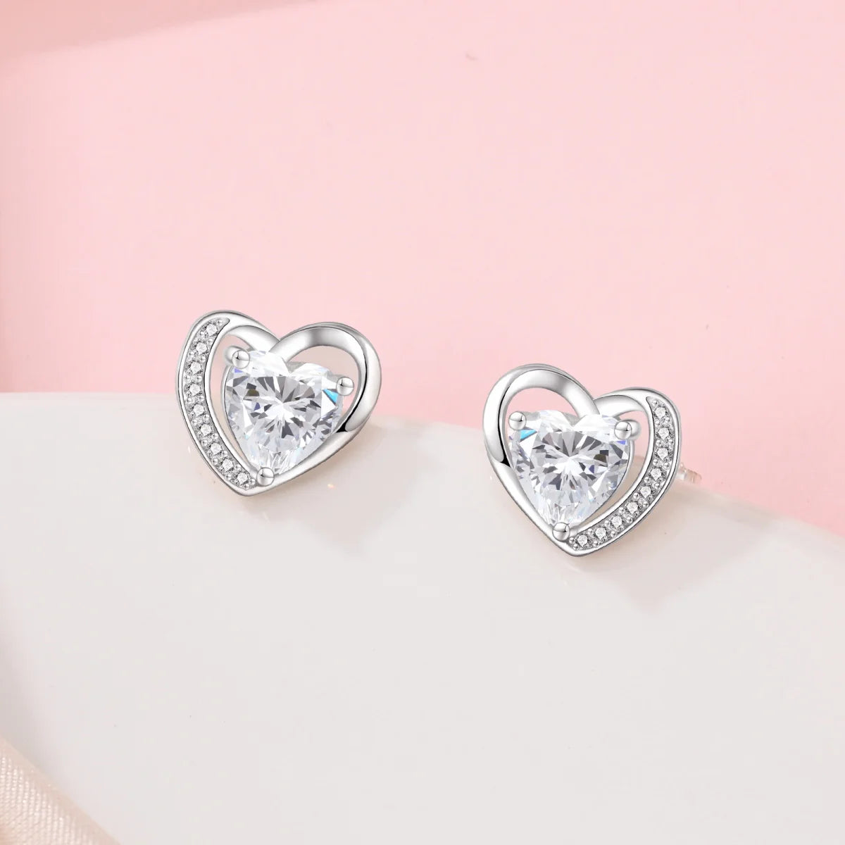 Silver Ocean Series Heart-shaped Inlaid Zircon Earrings For Women Original Fashion Party Gift fine Jewelry