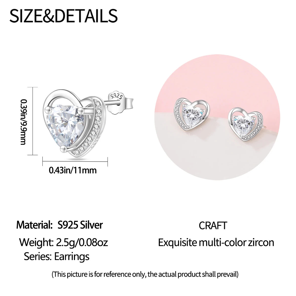 Silver Ocean Series Heart-shaped Inlaid Zircon Earrings For Women Original Fashion Party Gift fine Jewelry