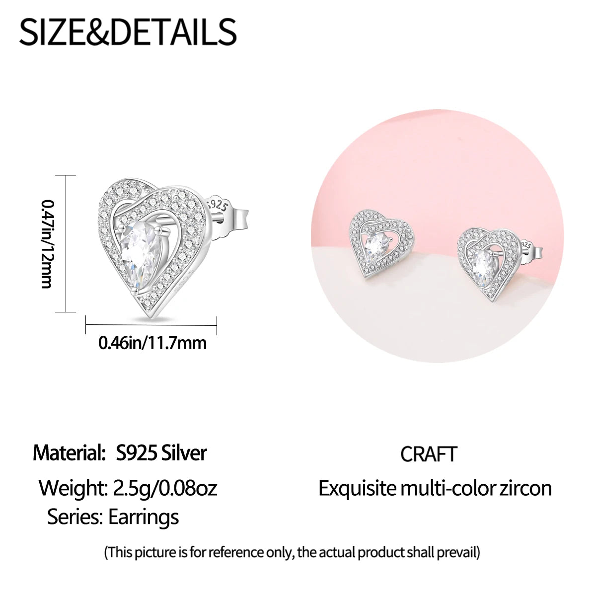 Silver Ocean Series Heart-shaped Inlaid Zircon Earrings For Women Original Fashion Party Gift fine Jewelry