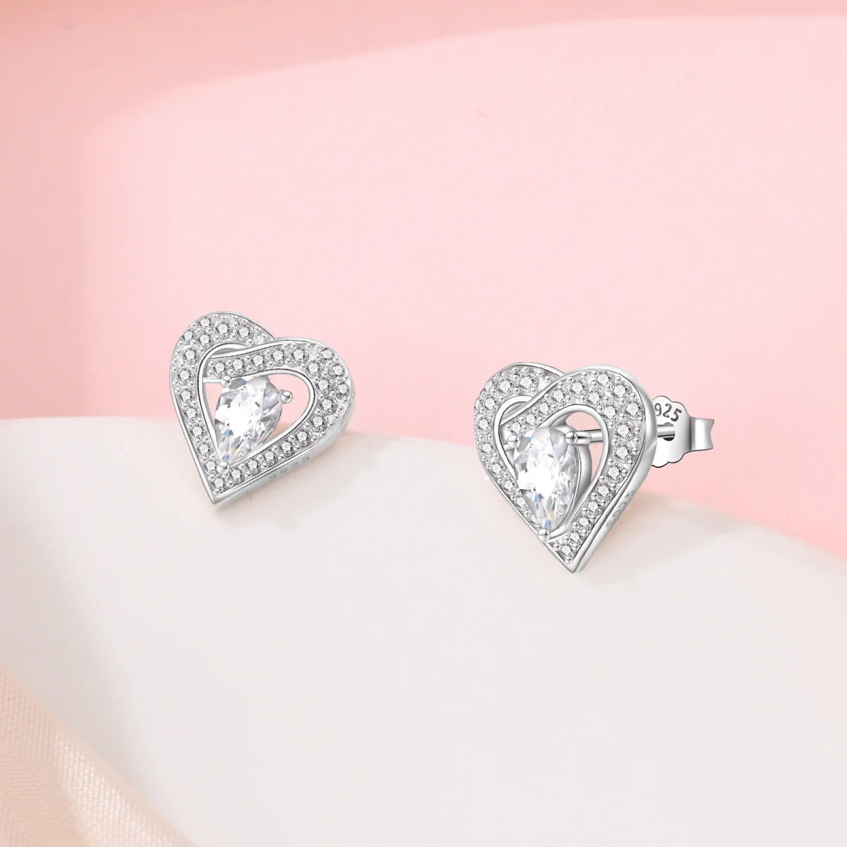 Silver Ocean Series Heart-shaped Inlaid Zircon Earrings For Women Original Fashion Party Gift fine Jewelry