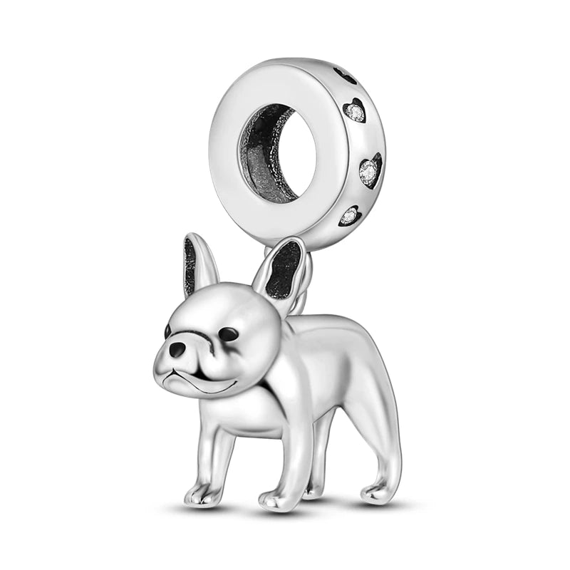 Cute Cat & Dog Charms Beads Pendant 925 Sterling Silver Fit DIY Bracelets Gift