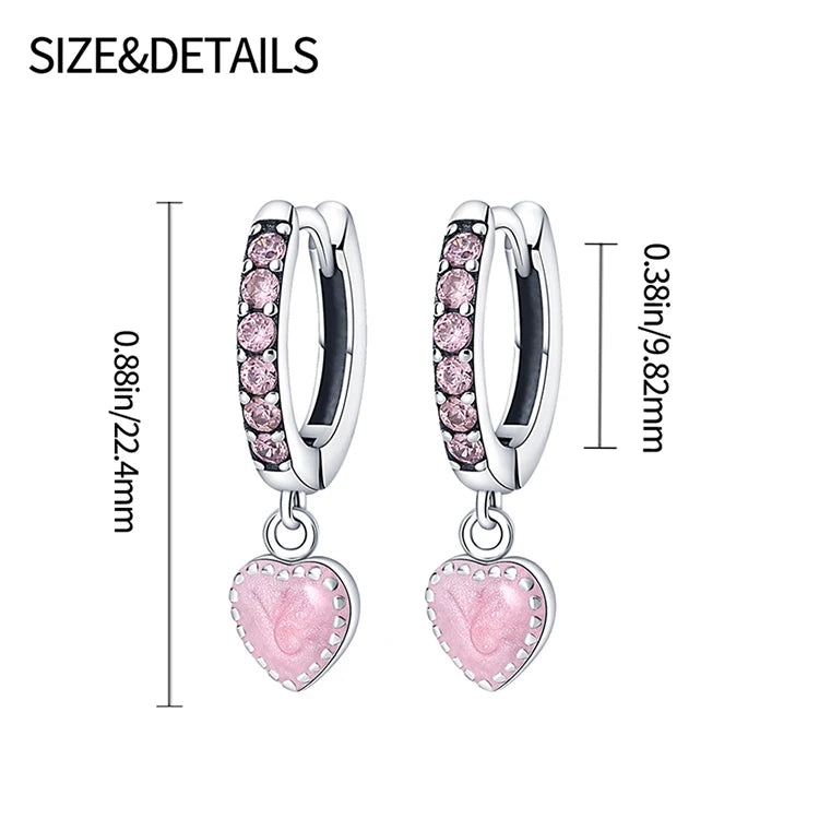 Silver Inlaid With Zircon Earrings Angels Heart-shaped Ear Loops Fine Jewelry Women Fashion Party Gift