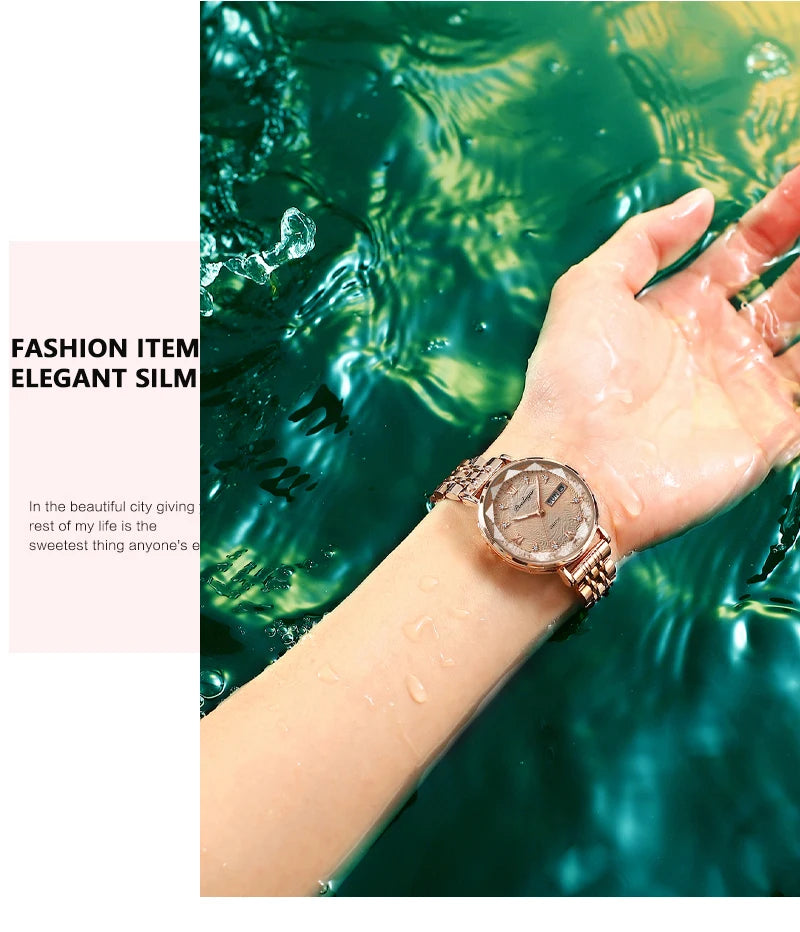 POEDAGAR Fashion Dress Watch Luxury Elegant Waterproof Luminous Date Week Quartz Women's Watches Gift Casual relojes para mujer