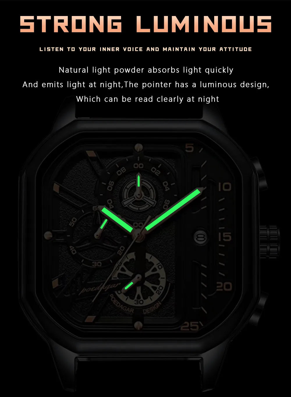 POEDAGAR Fashion Quartz Men Watches Top Brand Waterproof Luminous Chronograph Sports Watch Relogio Masculino reloj High Quality