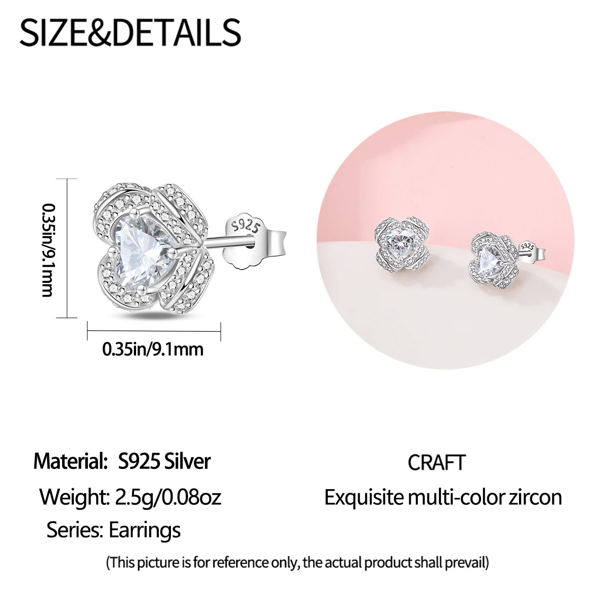 Silver Ocean Series Heart-shaped Inlaid Zircon Earrings For Women Original Fashion Party Gift fine Jewelry