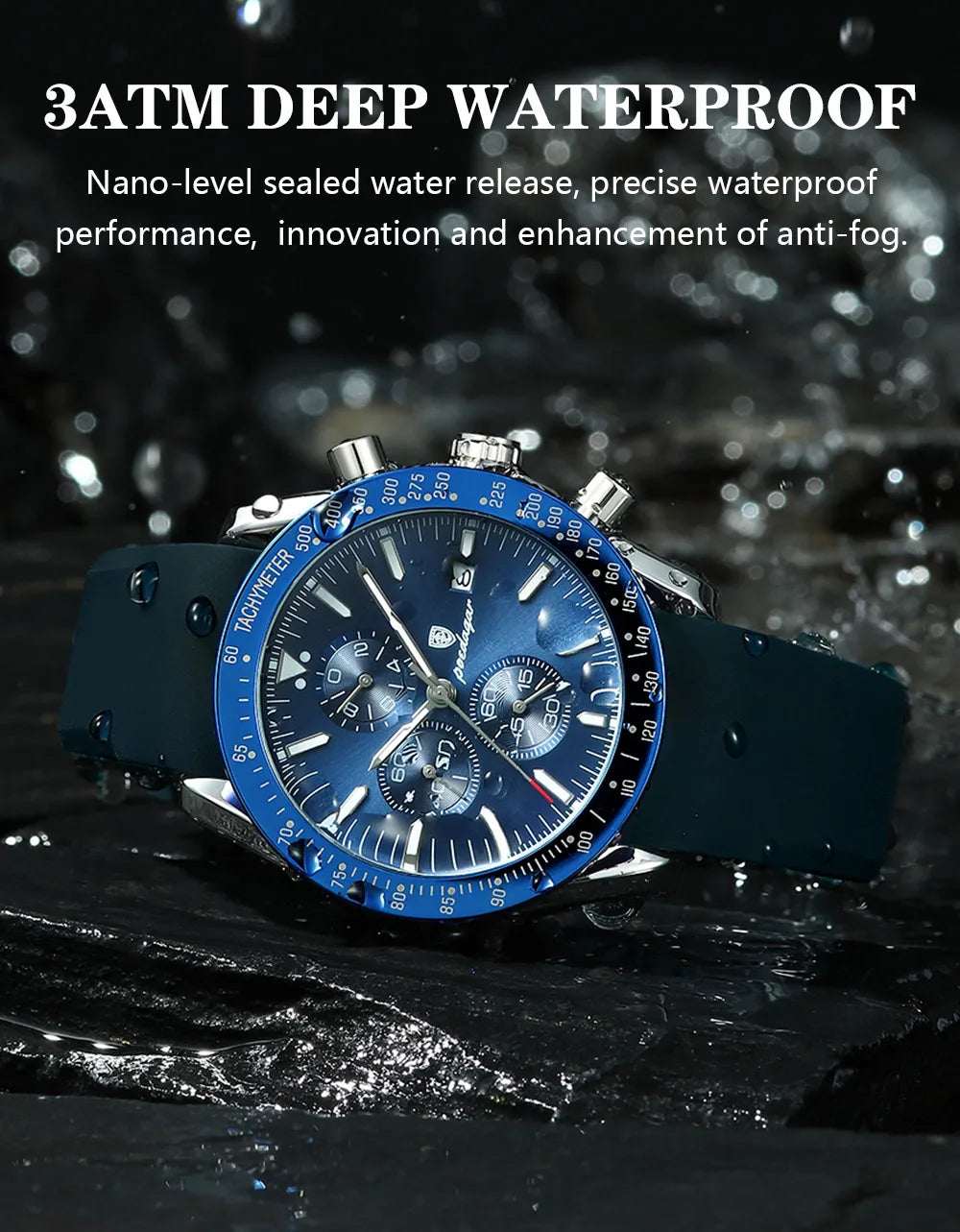 POEDAGAR Luxury Casual Sport Watch Top Brand Creative Chronograph Silicone Strap Date Luminous Waterproof Men Watches Male Clock