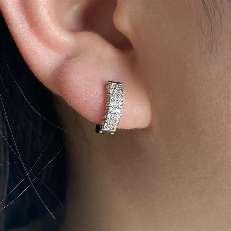 Luxury Cubic Zirconia Gold Color Zircon Hoop Earrings For Women Luxury Circle Crystal Girls Party Jewelry