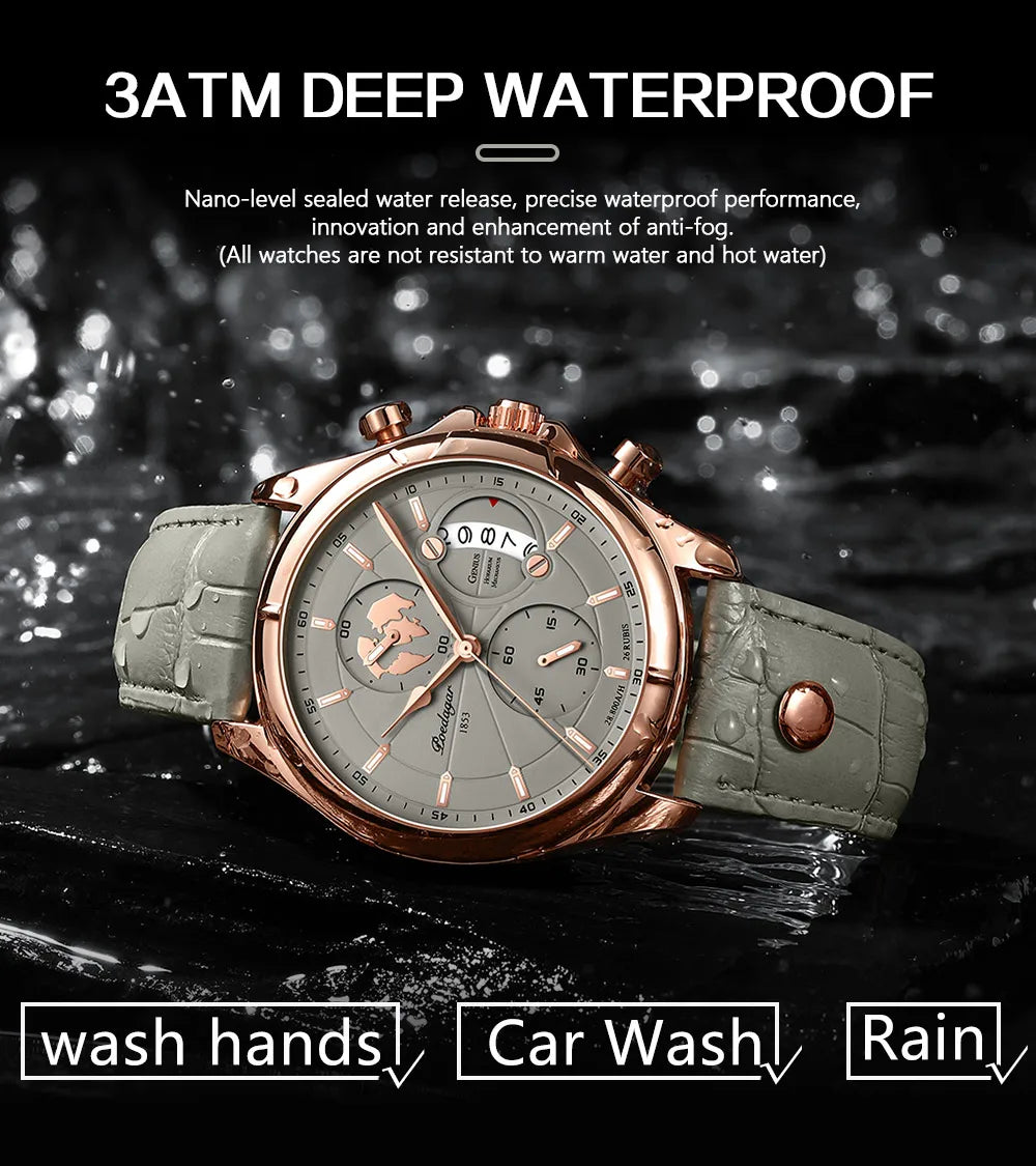 POEDAGAR Luxury Casual Sport Watch Top Brand Creative Chronograph Leather Strap Date Waterproof Men's Watches Relogio Masculino