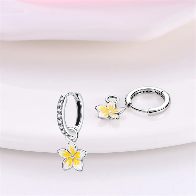 925 Sterling Silver Plant & Insect Hoop Earrings for Women Wedding Jewelry Gift