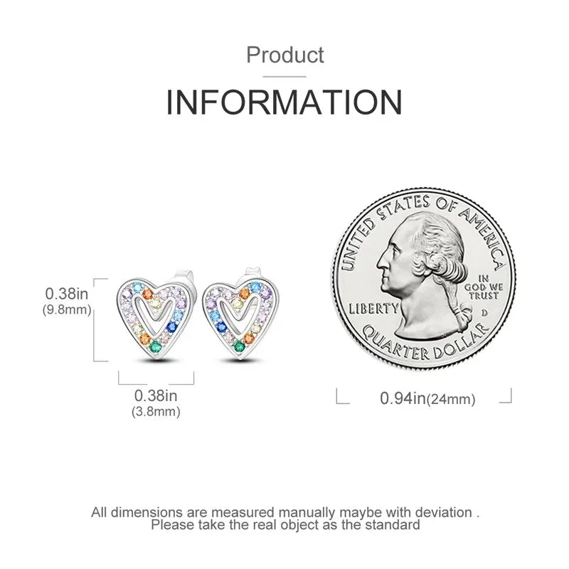 Silver Ear Jewelry heart-shaped Inlaid with Zircon Stud Earrings Luxury Fine Trendy Female Birthday Gift