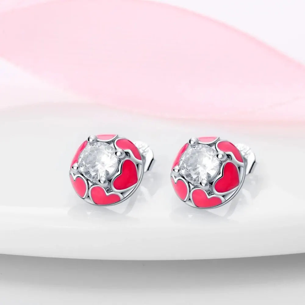 Silver Ear Jewelry heart-shaped Inlaid with Zircon Stud Earrings Luxury Fine Trendy Female Birthday Gift