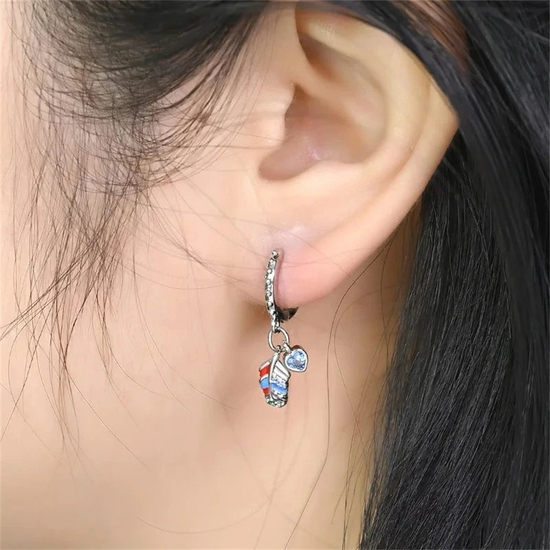 Silver Chameleon Dragonfly Butterfly Earrings Golden Koi Ladybug Earrings For Women Fashion S925 Party Jewelry