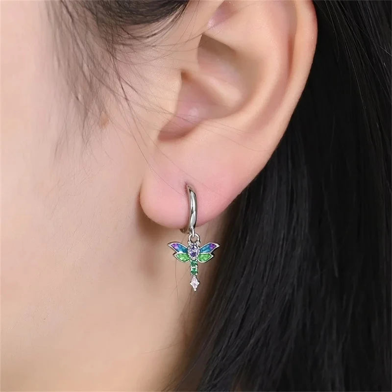 Silver Chameleon Dragonfly Butterfly Earrings Golden Koi Ladybug Earrings For Women Fashion S925 Party Jewelry