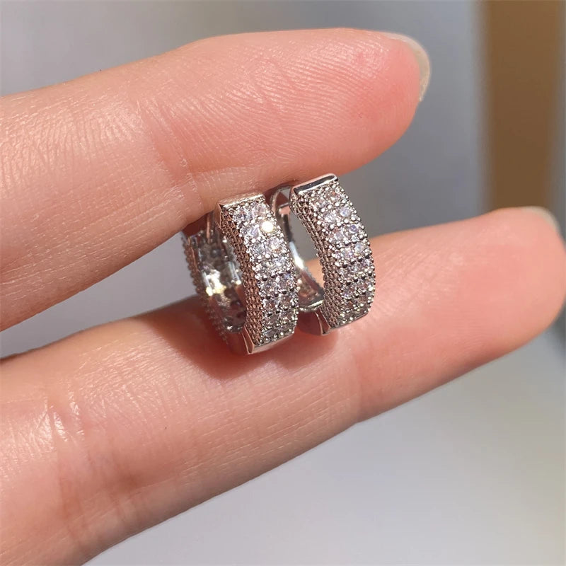 Luxury Cubic Zirconia Gold Color Zircon Hoop Earrings For Women Luxury Circle Crystal Girls Party Jewelry