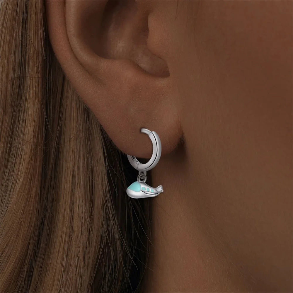 Silver Animal Series Hoop Earrings Inlaid Zircon For Women Fashion Engagement Party Simple Fine Jewelry Gifts