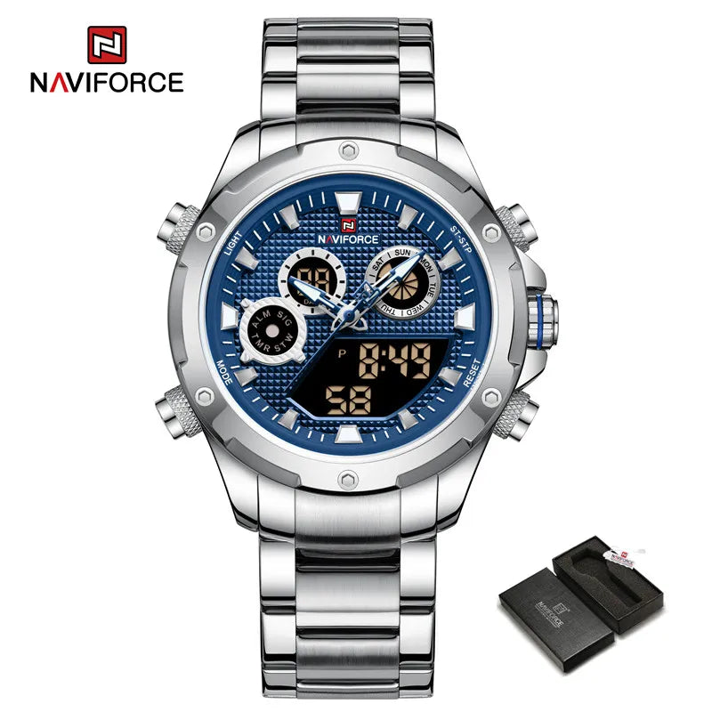 Men Watch Sports Military Stainless Steel Quartz Wristwatch Chronograph Men Watch