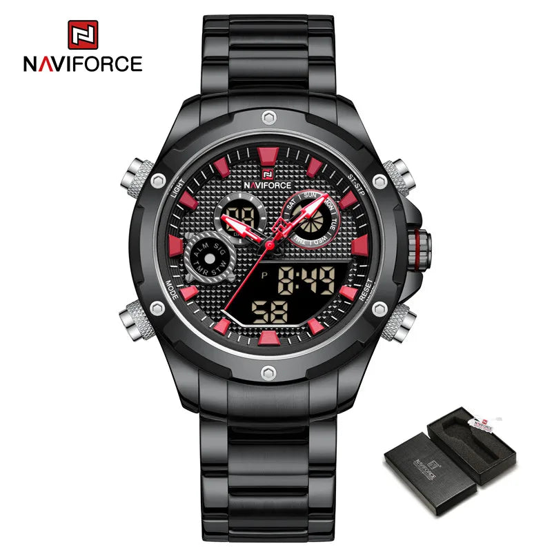 Men Watch Sports Military Stainless Steel Quartz Wristwatch Chronograph Men Watch