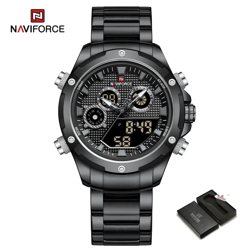 Men Watch Sports Military Stainless Steel Quartz Wristwatch Chronograph Men Watch