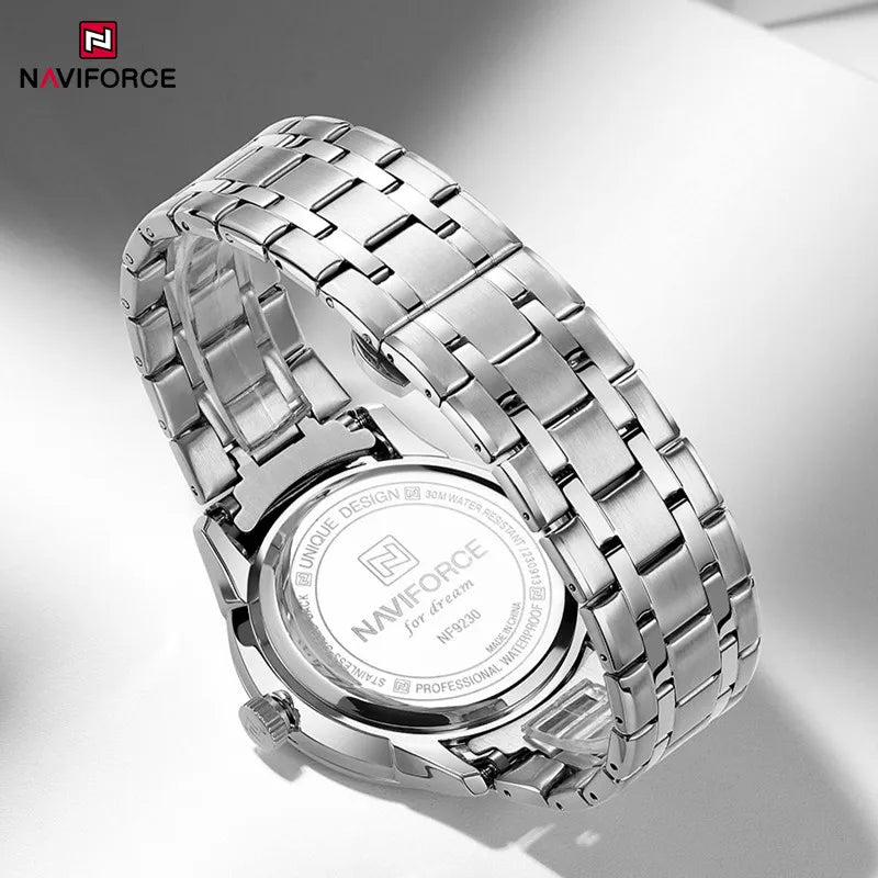 Men's Calendar Watch Waterproof Fashion Business Stainless Steel Strap Quartz Wristwatches