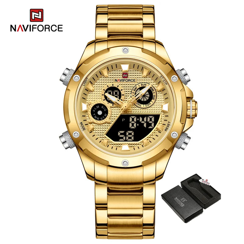 Watches Men Sport Fashion Quartz Wristwatch Stainless Steel Chronograph Male Waterproof Watch