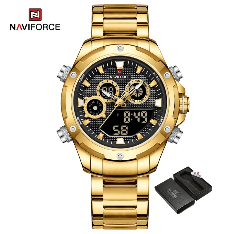 Watches Men Sport Fashion Quartz Wristwatch Stainless Steel Chronograph Male Waterproof Watch