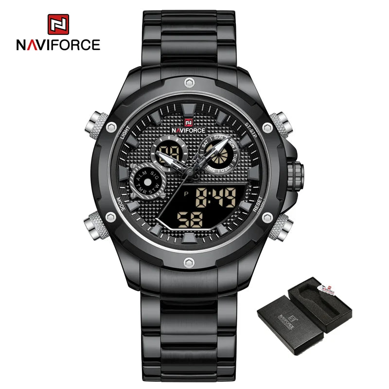 Watches Men Sport Fashion Quartz Wristwatch Stainless Steel Chronograph Male Waterproof Watch